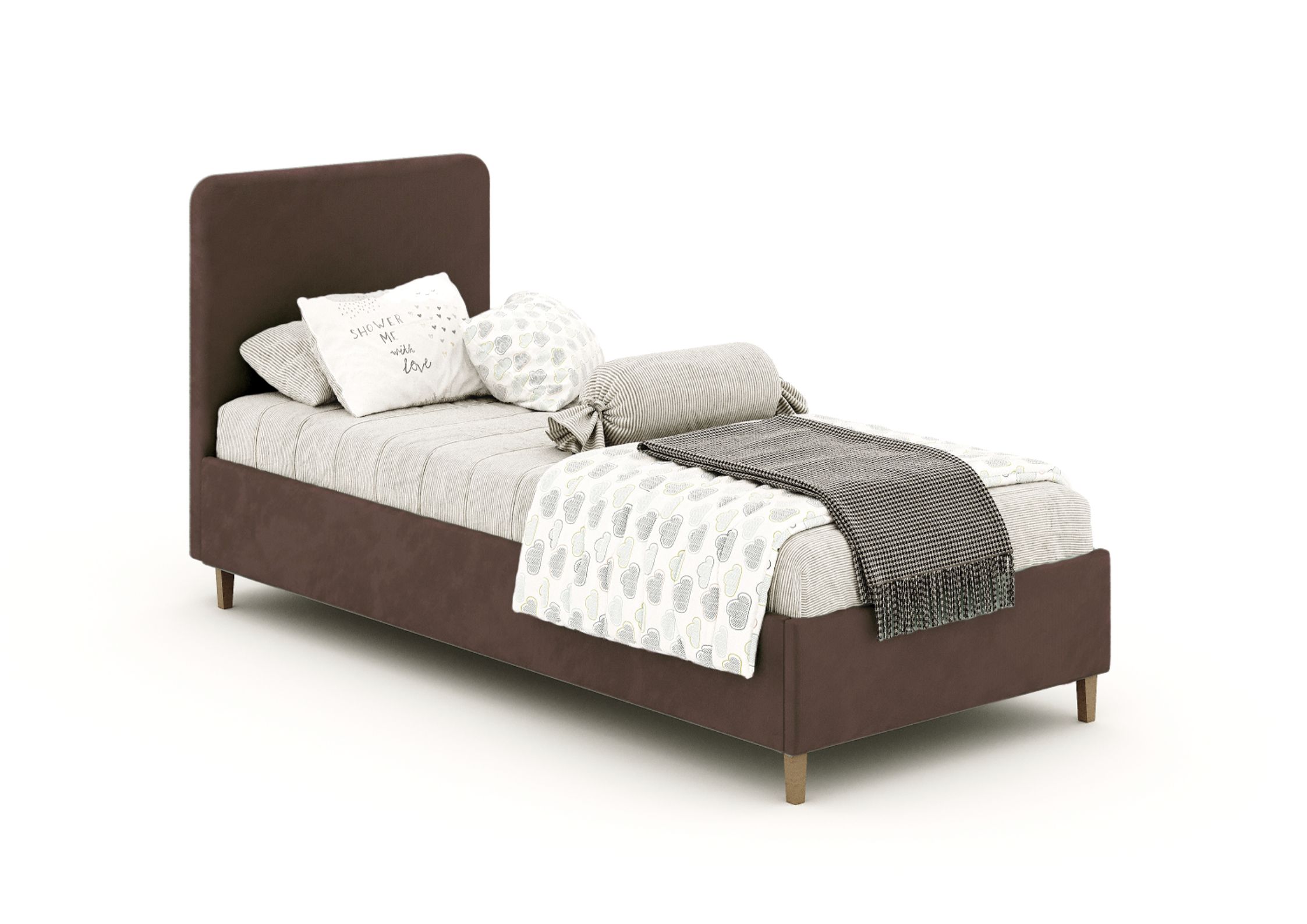 Brązowe łóżko dziecięce 90x200cm